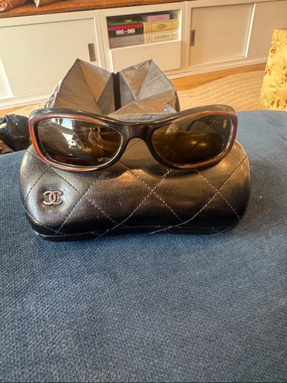 Chanel BLACK BROWN CRYSTAL CC'S vintage Sunglasses